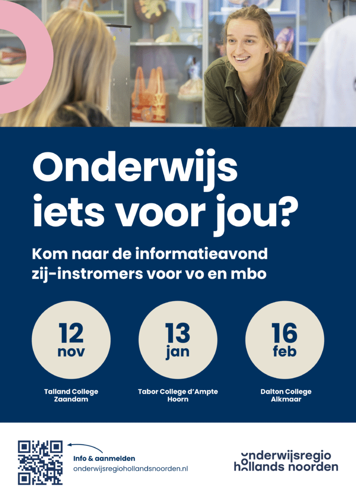 Onderwijs iets voor jou? poster info avond zij-instromers